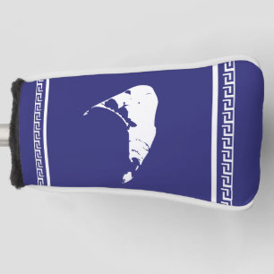 Blau und Weiß Nantucket Island Griechischer Schlüs Golf Headcover