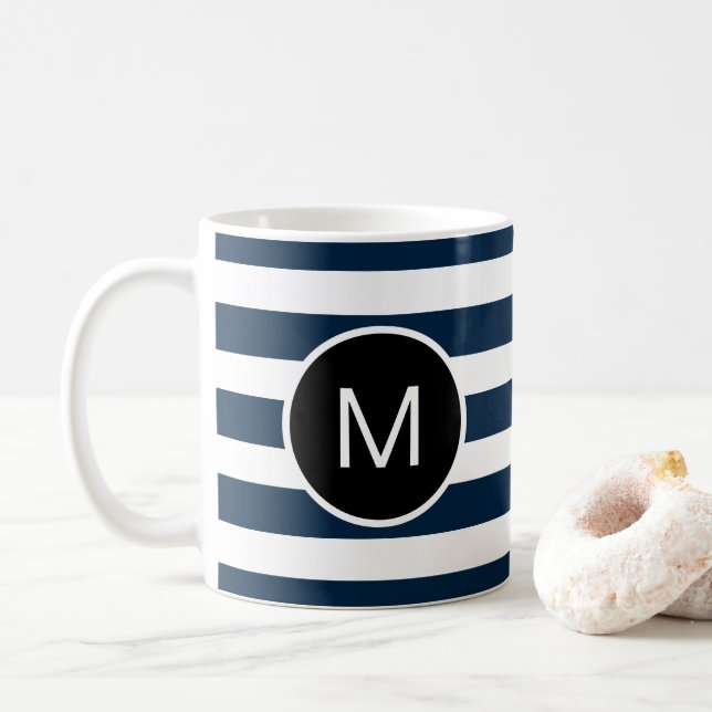 Blau und Weiß (oder benutzerdefinierte Farben) Str Kaffeetasse (Mit Donut)