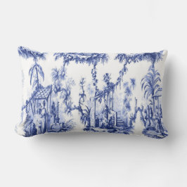 Blau und Weiß Orientale Chinoiserie Lendenkissen