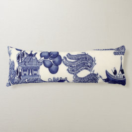 Blau und Weiß Orientale Chinoiserie Seitenschläferkissen