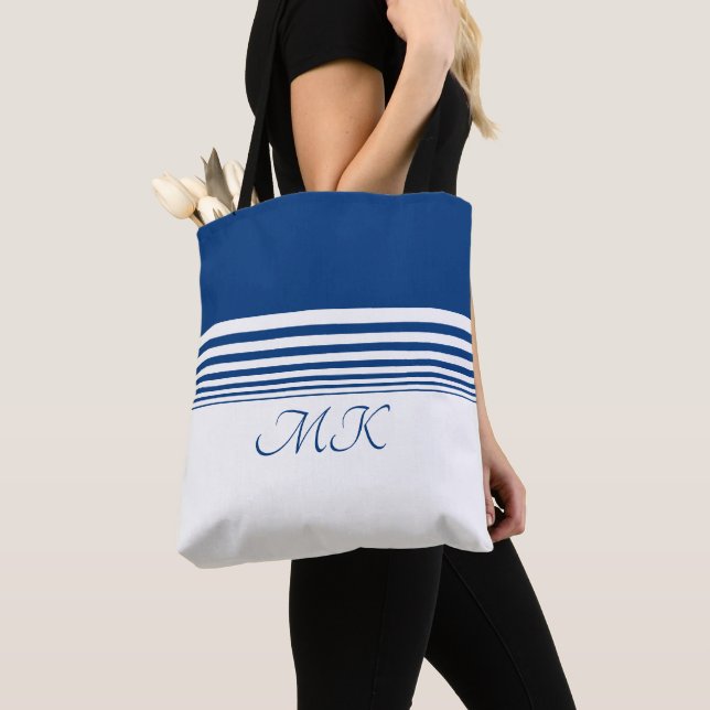 Blau und Weiß personalisieren Tasche (Von Nahem)