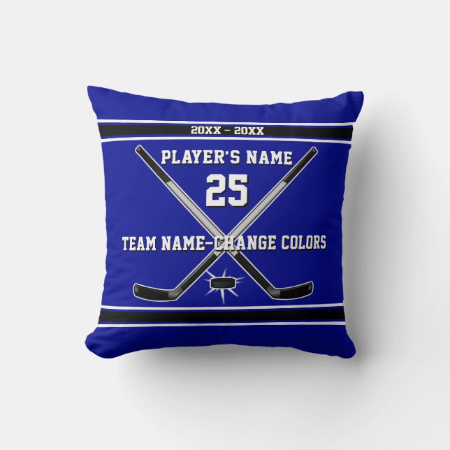 Blau und Weiß, Personalisierte Hockeygeschenke Kissen (Vorderseite)