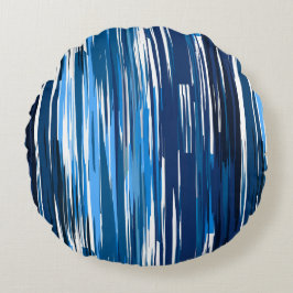Blau und Weiß Rundes Kissen