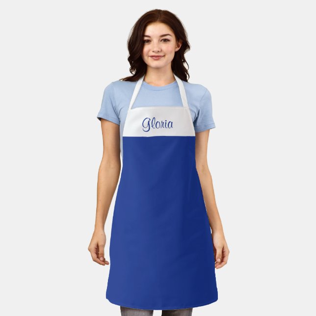Blau und Weiß Schürze (Getragen)