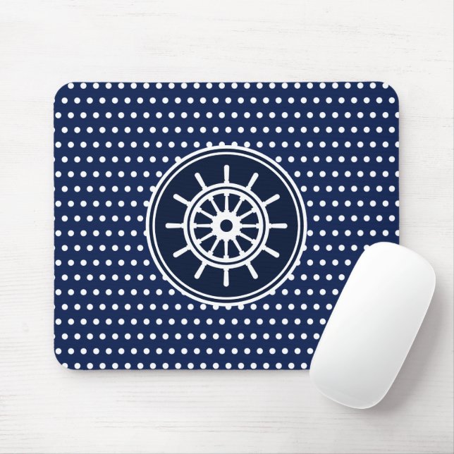 Blau und Weiß, Seeschifffahrtsrad Mousepad (Mit Mouse)