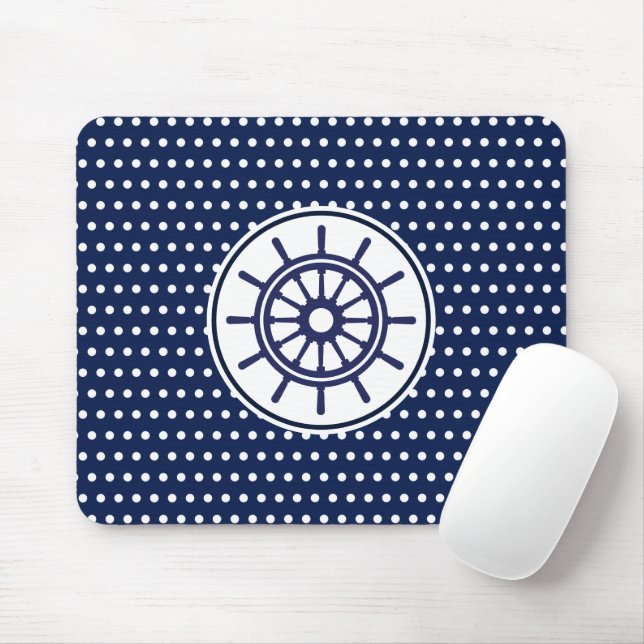 Blau und Weiß, Seeschifffahrtsrad Mousepad (Mit Mouse)