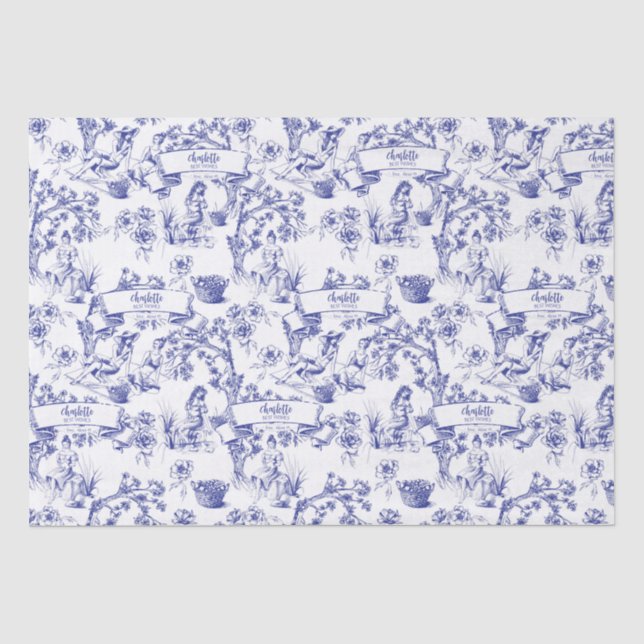 Blau und Weiß Seidenpapier (Vorderseite)