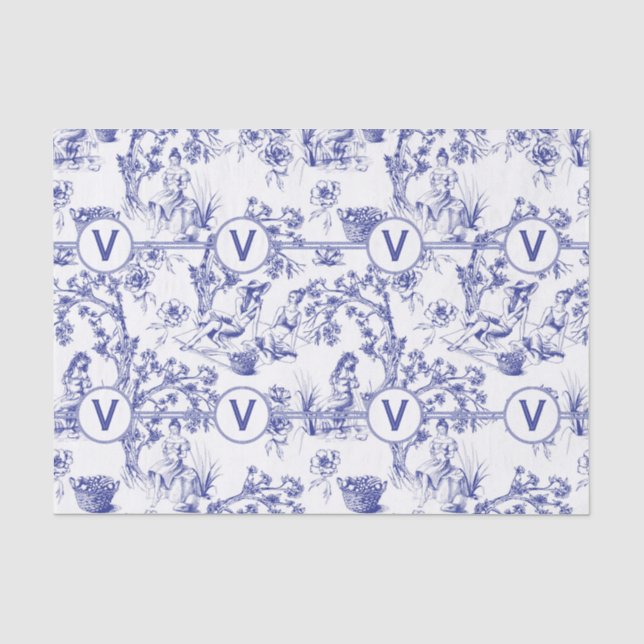 Blau und Weiß Seidenpapier (Vorderseite)