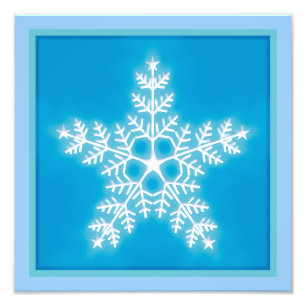 Blau-und Weiß-Stern-Schneeflocke Fotodruck
