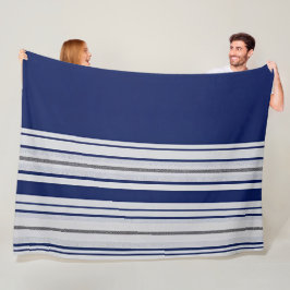 Blau und Weiß Streifen mit schwarzen Akzenten Fleecedecke