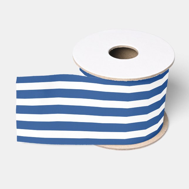 Blau und Weiß Streifen Ripsband (Spule)