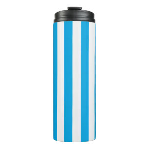 Blau und Weiß Streifen Thermosbecher