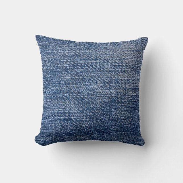 Blau und weiß Texturierte Denim Muster Kissen Kiss (Vorderseite)