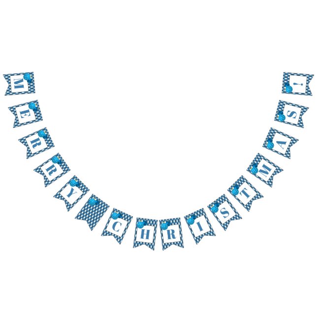 Blau und Weiß Thema Frohe Weihnachten Wimpelkette (Alle)