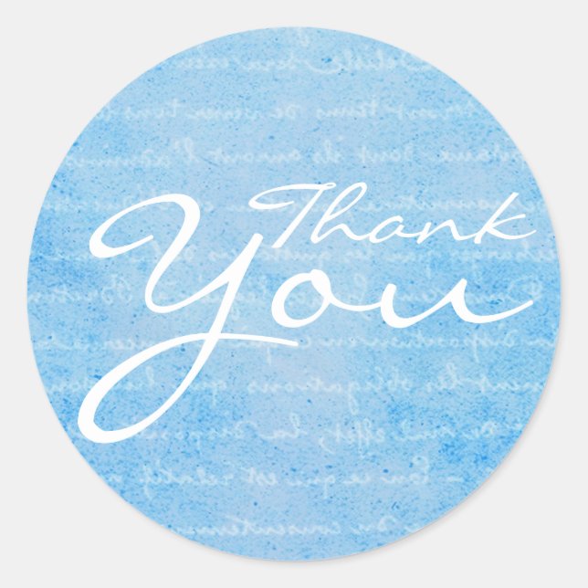 Blau und Weiß Vintag Inspiriert Danke Runder Aufkleber (Vorderseite)