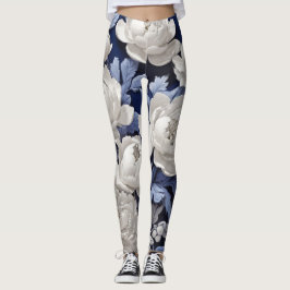 Blau und Weiß Vintag Leggings
