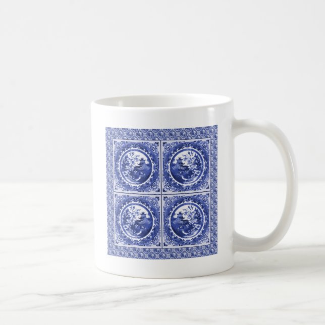 Blau und weiß, Weidemusterentwurf Kaffeetasse (Rechts)