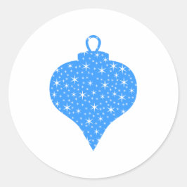 Blau und Weiß Weihnachtsbaumdesign. Runder Aufkleber