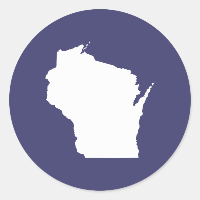 Blau und Weiß Wisconsin Runder Aufkleber (Vorderseite)