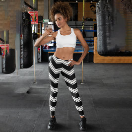 Blau und Weiß Zickzack Capri Leggings