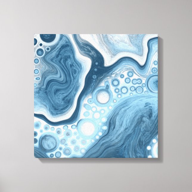 Blau und Weiße Flüssigkeiten Kunst Leinwanddruck (Vorderseite)