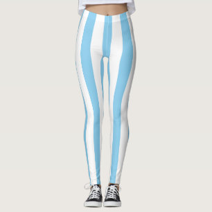 Blau- und weiße große vertikale Streifen Leggings