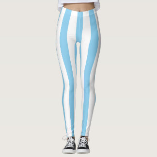 Blau- und weiße große vertikale Streifen Leggings