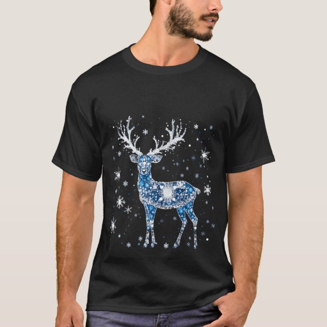 Blau und weiße Weihnachten T-Shirt (Vorderseite)