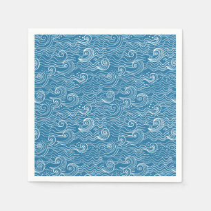 Blau- und Weißmeer-Wellen Serviette