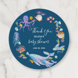 Blau unter dem Meer Danke, Baby Dusche Geschenkanhänger