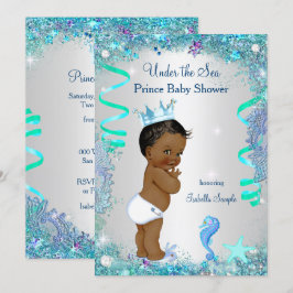 Blau unter dem Meer Prince Baby Dusche Ethnic Einladung