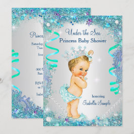 Blau unter dem Meer Princess Baby Dusche Blonde Einladung