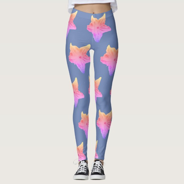 Blau verblaßt Gurken-Blumen-Leggings Leggings (Vorderseite)
