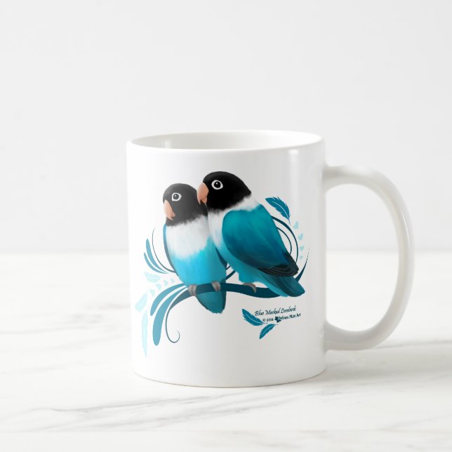 Blau verdeckte Lovebirds Tasse (Rechts)