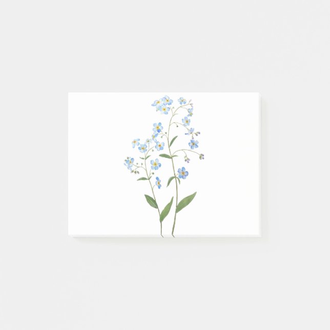 blau vergessen mich nicht Blume 2021 Aquarell Post-it Klebezettel (Vorderseite)
