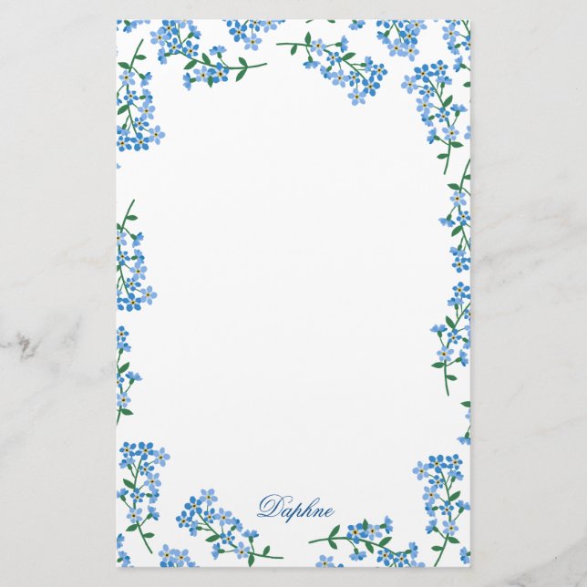 Blau Vergiss mich nicht Frame Briefpapier (Vorderseite)