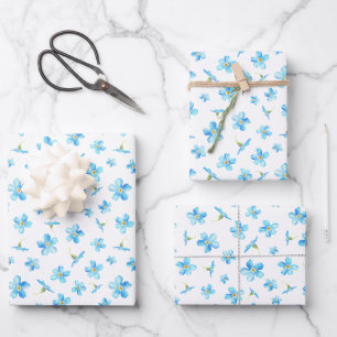 Blau Vergiss mich nicht nahtlos Muster Geschenkpapier Set