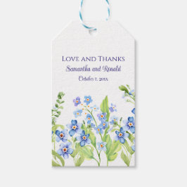 Blau Vergiss mich nicht Wasserfarbenhochzeit Geschenkanhänger
