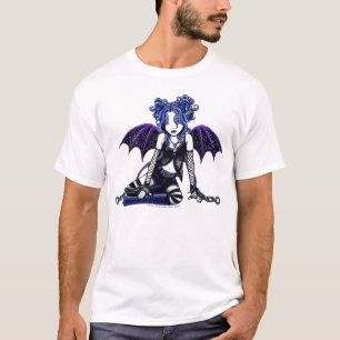 Blau verkettete gotische Feen-Spitze T-Shirt