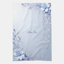Blau verzierte Blumen Küchentuch