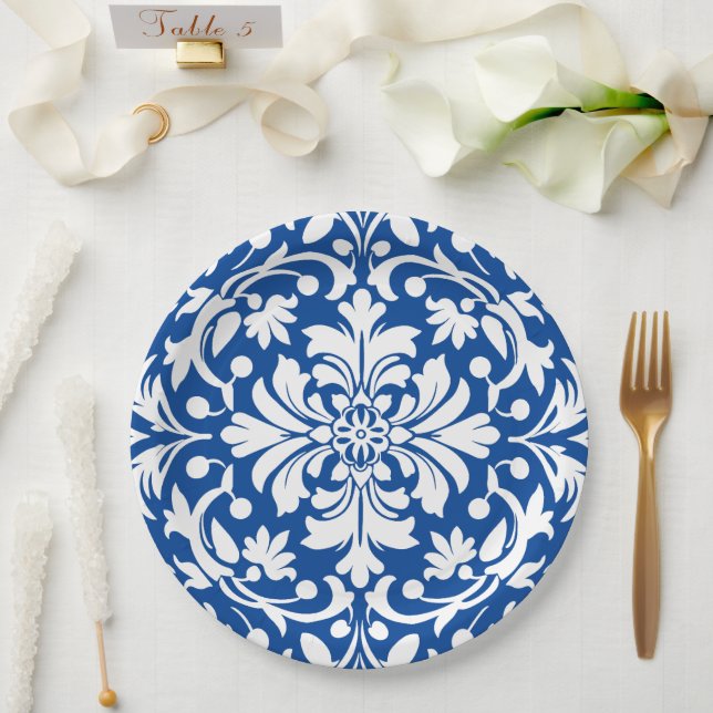 Blau-Verzierte Damaskus-Tile Pappteller (Hochzeit)