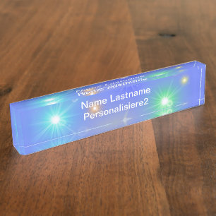 blau, viele farbige kleine Sonne, Leuchtenschild Namensplakette