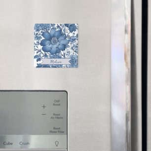 Blau Vintag Chinoiserie Personalisiertes Florenz Magnet