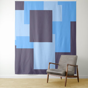 Blau + Violet-Rectangle-Muster Tapestory Wandteppich