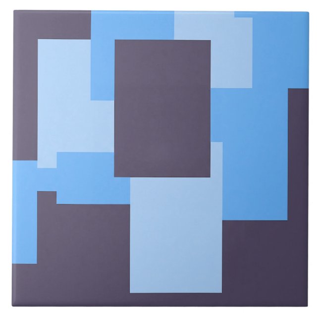 Blau + Violett-Rectangle-Muster Fliese (Vorderseite)