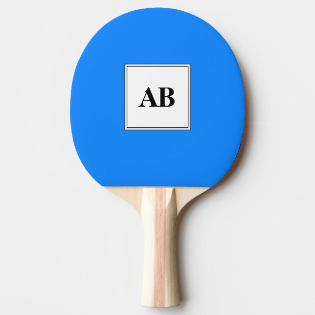 Blau-Vollfarbe mit Monogramm Tischtennis Schläger (Vorderseite)