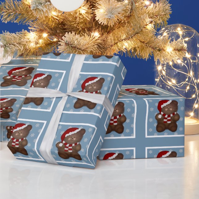 Blau: Weihnachtsbärenpapier Geschenkpapier (Feiertage)