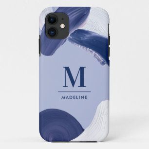Blau weiß abstrakt strukturiert moderne Handgemäld Case-Mate iPhone Hülle