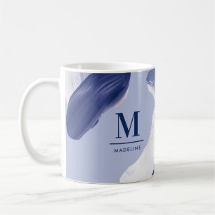 Blau weiß abstrakt strukturiert moderne Handgemäld Kaffeetasse