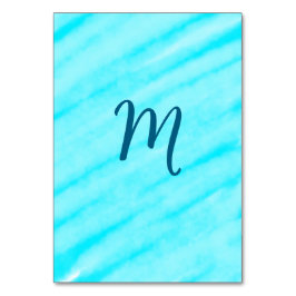Blau-Weiß-Aquarelllinien fügen Ihr Monogramm hinzu Tischnummer